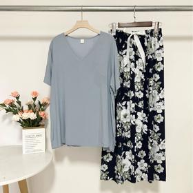 年货节！【棉绸外穿家居服睡衣套装】女夏季人造棉薄款短袖裤子家居套装绵绸T恤一套2024新款