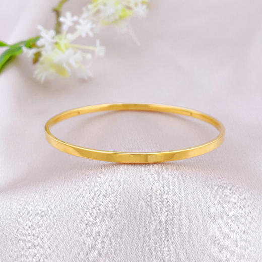 【限时克减150元】足金无氰超轻5D硬金空心固口手镯素圈光圈四方固口手镯（面宽约2.7-3.1mm，厚约1.7mm)(AR5DSZ00019)（预售产品下单后不退款不退货不换货不补差价） 商品图0
