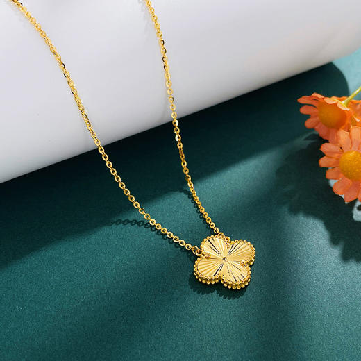 【限时克减98元，工费7折】足金999.9 【精品】空心调节小幸运镭射四叶草花形套链（面宽约：19.1-19.5mm，厚约3.3mm)(TL00562-02)（预售产品下单后不退款不退货不换货不补差 商品图1