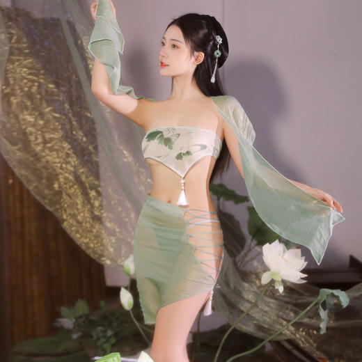 霏慕 只此青绿映荷莲肚兜套装6476  情趣内衣古装仙女装肚兜透视国风角色扮演小青夫妻刺激套装 商品图3