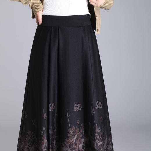 时髦半身裙弹力高腰，印花裙时尚气质A字裙QYM-KDFY-2615-Y 商品图3