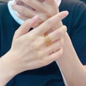 【限时克减150元】足金 【精品】无氰5D硬金固口戒指镂空绕线圈戒几何线条个性宽版固口圈戒(AR5DJZ00044)（预售产品下单后不退款不退货不换货不补差价）