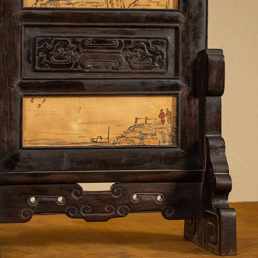清 红木雕螭龙捧寿插屏 商品图3