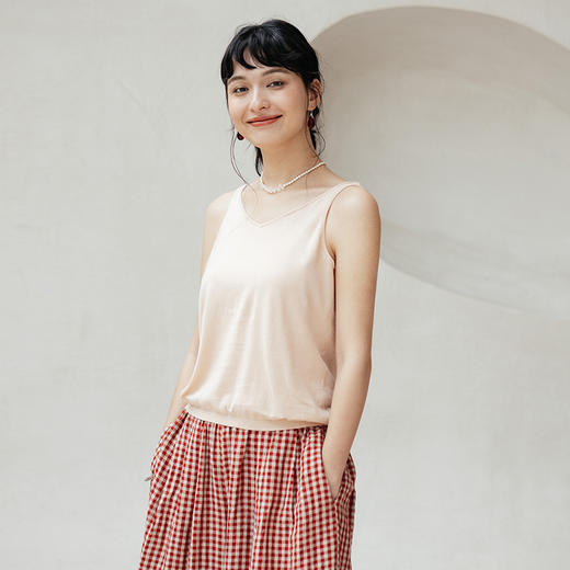 绽放旅行女装521朵/高端定制100%长绒棉宽松短款休闲毛织V领吊带 商品图2