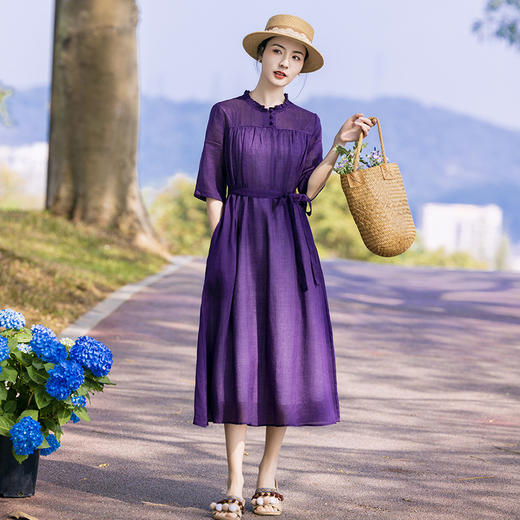新中式棉麻女装苎麻连衣裙TT96163 商品图3