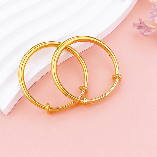 【限时克减150元】足金 #儿童/宝宝 【精品】无氰5D硬金空心推拉童镯素圈光圈手镯圆管推拉童镯宝宝镯/对(AR5DTZ00003)（预售产品下单后不退款不退货不换货不补差价） 商品图2