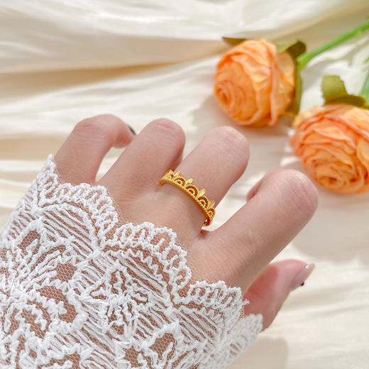 【限时克减150元】足金999 #皇冠 5G黄金镂空活口戒指女王皇冠圈戒活口圈戒(AG5GJZ00257)（预售产品下单后不退款不退货不换货不补差价） 商品图0