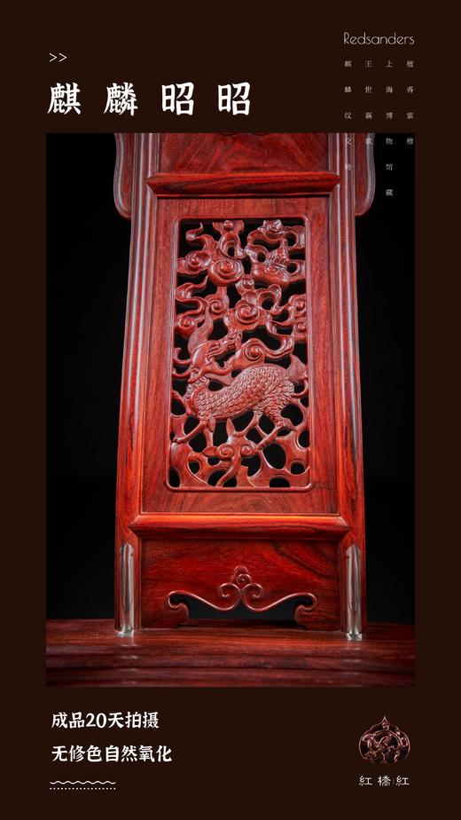 红桥红  家具严选  印度小叶紫檀（檀香紫檀）【木面 王款 麒麟纹交椅】 商品图4