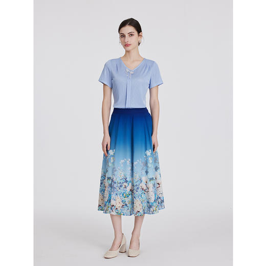 司歌v领弹力短袖国风上衣T891010y 商品图2