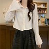 【波浪纹长袖衬衫】秋季新款 休闲时尚百搭长袖短款别致小衫上衣潮  商品缩略图1