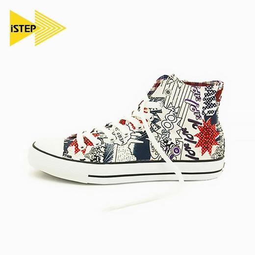 【2026新春专享】istep高帮帆布鞋情侣时尚原创手绘涂鸦帆布鞋情侣款（瑕疵品不退不换） 商品图0