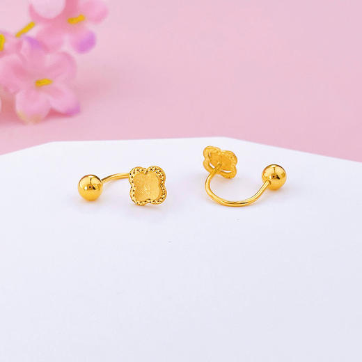 【限时克减150元】足金999 5G黄金四叶草圆珠耳钉(AR5GES00003)（预售产品下单后不退款不退货不换货不补差价） 商品图1