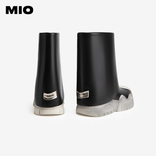 MIO米奥撞色设计时尚百搭圆头烟筒靴显瘦中筒靴女M245733163 商品图3
