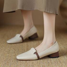 【预售5天】气质粗跟里外软皮，低跟方头通勤休闲鞋单鞋LD&6875