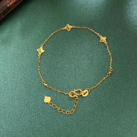 【限时克减150元】足金999 5G黄金三花调节手链鱼鳞四叶花调节手链(AG5GSL00151)（预售产品下单后不退款不退货不换货不补差价）