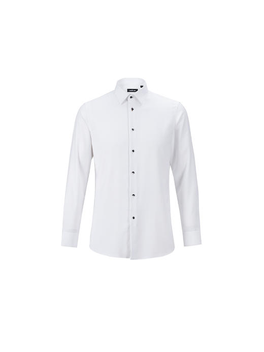 callisto白色粘纤混纺长袖衬衫 商品图0