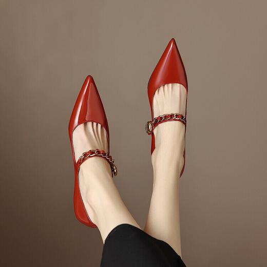 【预售5天】金属链条玛丽珍浅口尖头新款高跟细跟时尚优雅女士单鞋ZF&ZF3503 商品图4