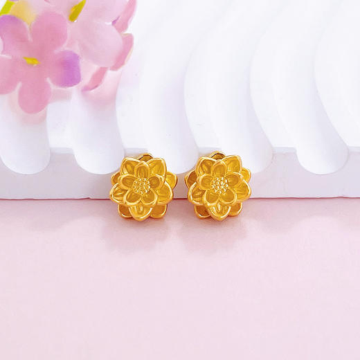 【限时7.5折】【定价黄金】足金 3D硬金莲花手串/对（约10.2mm）(V3DSC00024-2)（预售产品下单后不退款不退货不换货不补差（预售产品下单后不退款不退货不换货不补差 商品图0