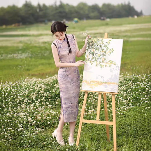 长款旗袍改良日常素雅优雅气质GR1076 商品图3