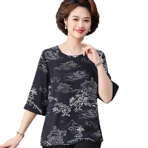 QY11-301妈妈上衣短款套头复古2025新款七分袖衬衫女薄款春夏 商品图4