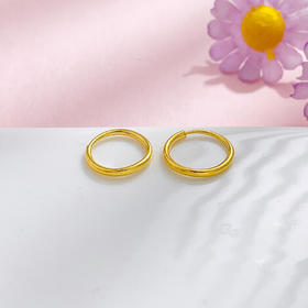 【限时克减150元】足金999.9 空心素圈圆环耳环耳圈(ES00637)（预售产品下单后不退款不退货不换货不补差价）