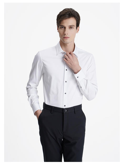 callisto白色粘纤混纺长袖衬衫 商品图2