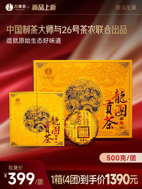 【龙团贡茶困鹿山】2024年版升级来袭，让更好成为必然 非遗传承人王天制作团茶 普洱茶生茶 500克/团 4团/箱