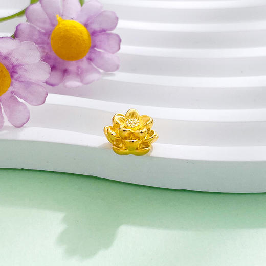 【限时7.5折】【定价黄金】足金 【精品】3D硬金空心莲花花形手串配件(AU3DSC00003)（预售产品下单后不退款不退货不换货不补差价）（预售产品下单后不退款不退货不换货不补差价） 商品图0