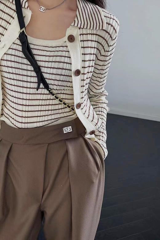LNNNS 米棕色条纹针织两件套 13486 商品图4