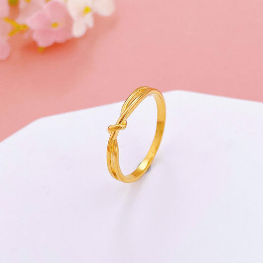 【限时克减150元】足金999 #超轻 5G超轻黄金固口无尽缠绵扭结女戒(AG5GJZ00221)（预售产品下单后不退款不退货不换货不补差价） 商品图0