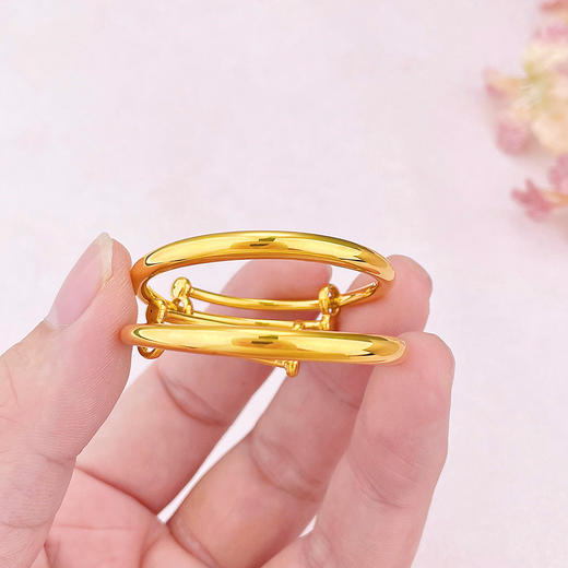 【限时克减150元】足金 #儿童/宝宝 【精品】无氰5D硬金空心推拉童镯素圈光圈手镯圆管推拉童镯宝宝镯/对(AR5DTZ00003)（预售产品下单后不退款不退货不换货不补差价） 商品图3