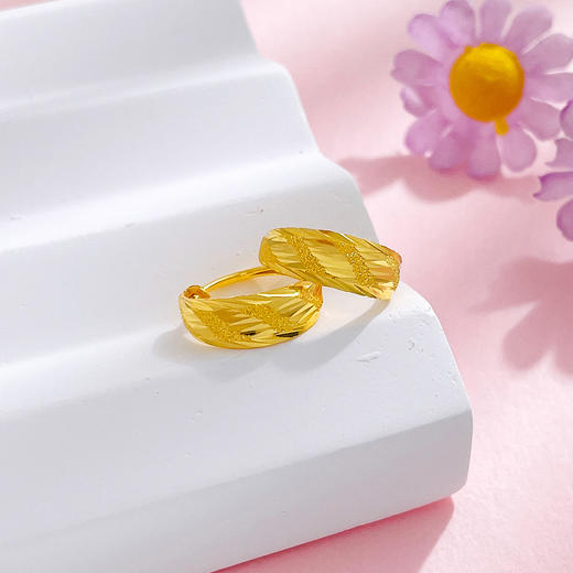 【限时克减128元】足金999.9 车花蛇肚耳饰耳圈耳包(ES00640)（预售产品下单后不退款不退货不换货不补差价 商品图0