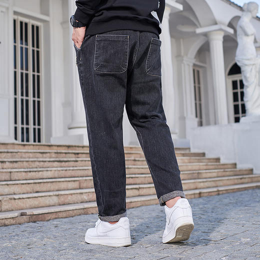 【新款DMH】大依优型大码松紧腰牛仔裤加肥加大宽松男士卫裤胖子300斤显瘦潮流运动 商品图4