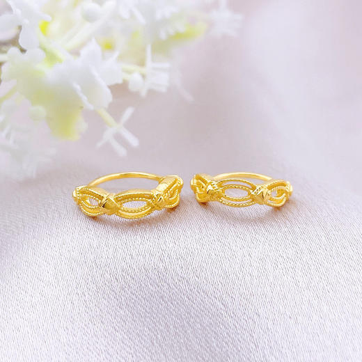 【限时克减150元】足金999 #热卖 5G黄金镂空花丝耳饰耳圈(AG5GES00136)（预售产品下单后不退款不退货不换货不补差价）（预售产品下单后不退款不退货不换货不补差价） 商品图0