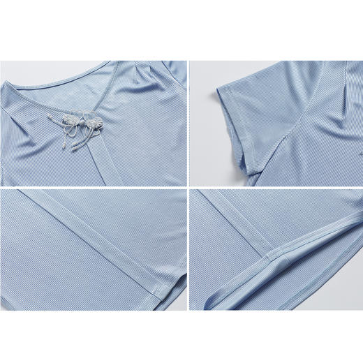 司歌v领弹力短袖国风上衣T891010y 商品图1