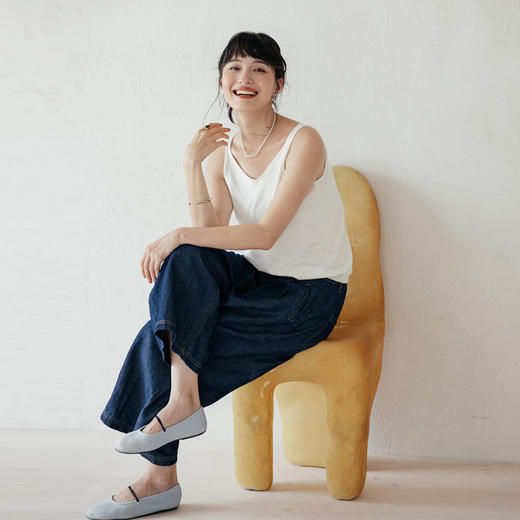 绽放旅行女装521朵/高端定制100%长绒棉宽松短款休闲毛织V领吊带 商品图1