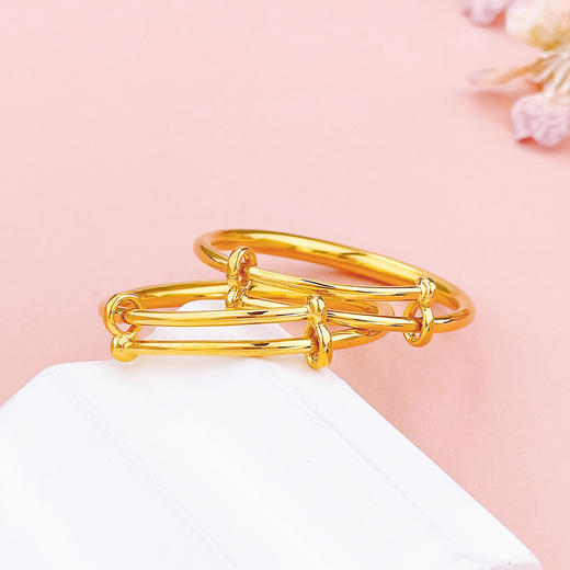 【限时克减150元】足金 #儿童/宝宝 【精品】无氰5D硬金空心推拉童镯素圈光圈手镯圆管推拉童镯宝宝镯/对(AR5DTZ00003)（预售产品下单后不退款不退货不换货不补差价） 商品图1