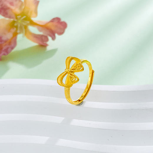 【限时克减150元】足金999.9 #在逃公主 实心活口戒指在逃公主女戒蛇骨艺术臂少女心蝴蝶结女戒活口女戒(AUWZJZ00002)（预售产品下单后不退款不退货不换货不补差价 商品图1