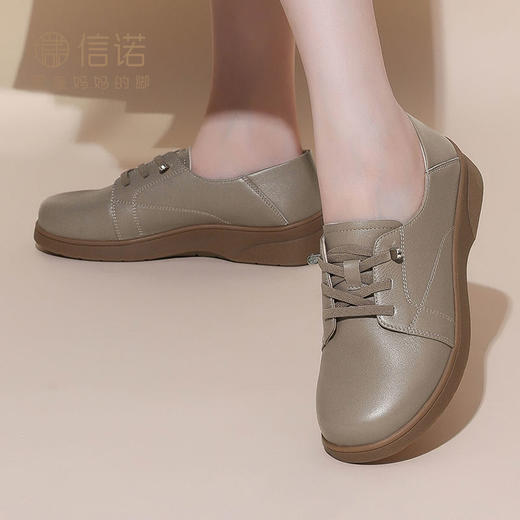 真皮软底女鞋2024秋季新款舒适休闲鞋平底一脚蹬妈妈鞋皮鞋Q2023-2 商品图2