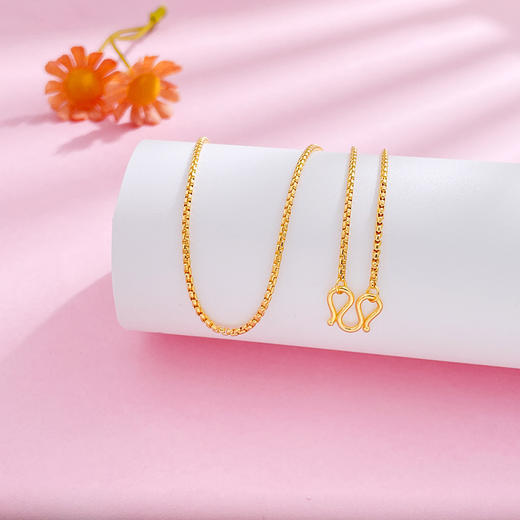 【限时克减128元】足金999.9 【精品】不可调节万字链项链(XL00383)补差价）补差价）预售产品下单后不退款不退货不换货不补差价 商品图1