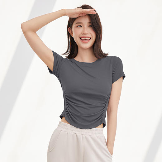 NEVERME 收褶修身运动短袖瑜伽服 ST4920 商品图9