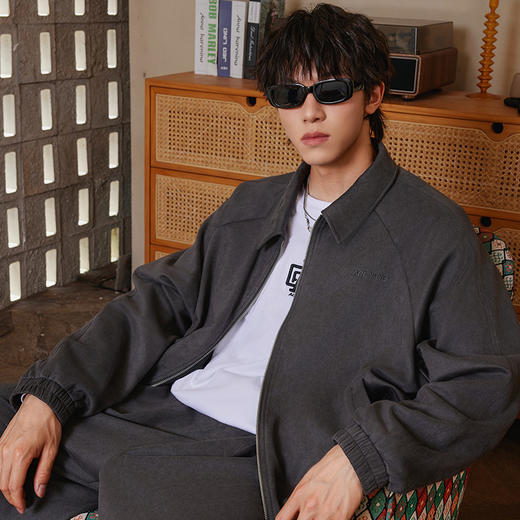 【整套下单立减99】[徐艺洋同款]YKYB情侣开衫卫衣外套秋季运动休闲裤子环保宽松质感麂皮套装 商品图3