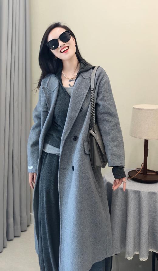 工厂反季清仓韩国订单高级灰双面羊毛大衣 商品图5