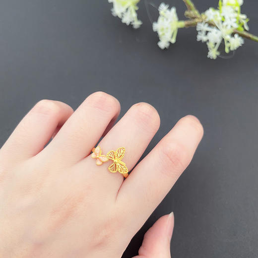 【限时克减150元】足金999 #九紫离火 古法活口戒指镂空绕线低温珐琅相遇蝶相恋蝶错口蝴蝶女戒(YGFJZ00035)（预售产品下单后不退款不退货不换货不补差价 商品图2