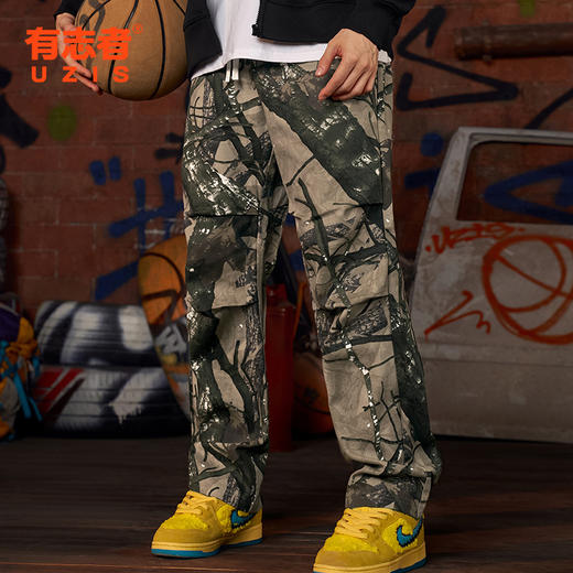 【积分兑换】有志者UZIS美式复古工装裤男直筒秋季户外伞兵裤休闲宽松迷彩长裤 商品图0
