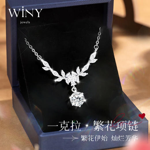 Winy925纯银一克拉繁花项链送女友闺蜜节日生日礼物 商品图0
