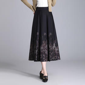 时髦半身裙弹力高腰，印花裙时尚气质A字裙QYM-KDFY-2615-Y
