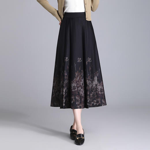 时髦半身裙弹力高腰，印花裙时尚气质A字裙QYM-KDFY-2615-Y 商品图0
