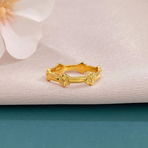 【限时克减150元】足金999 5G黄金固口戒指鸢尾花花卉圈戒固口圈戒(AG5GJZ00252)（预售产品下单后不退款不退货不换货不补差价）（预售产品下单后不退款不退货不换货不补差价） 商品图1