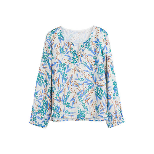 * 绽放592朵/【苏木系列】秋新款亚麻苏木印花小衫V领文艺长袖衬衫 商品图4